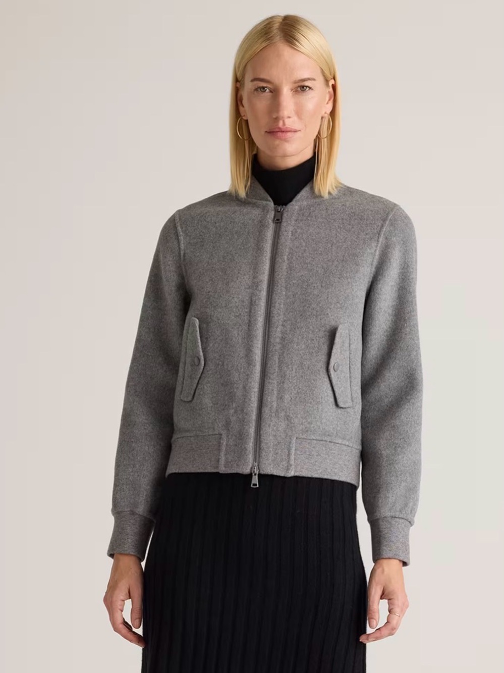 Quince Wool Women's Gray Bomber Jacket